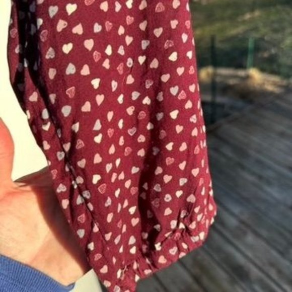 Abercrombie & Fitch Big Kid Size Medium Shorts Burgundy Heart Romper Henley - Picture 4 of 10